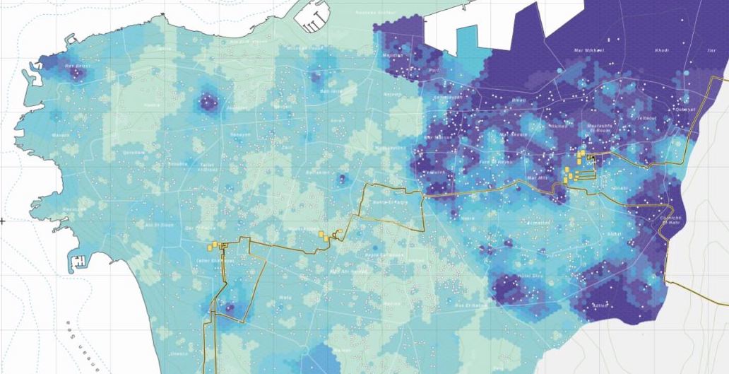Beirut Urban Lab visualization: how frequently do you get tap water in Beirut?